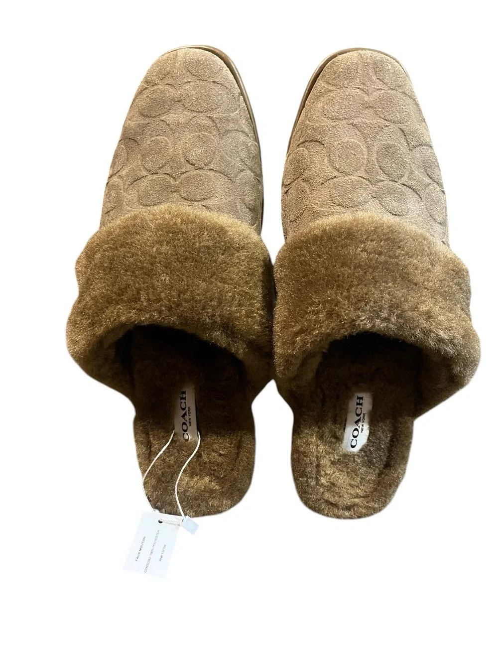 Coach Women’s Brown Shearling Mule Slippers